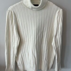 Talbots Cream Ribbed Turtleneck Sweater